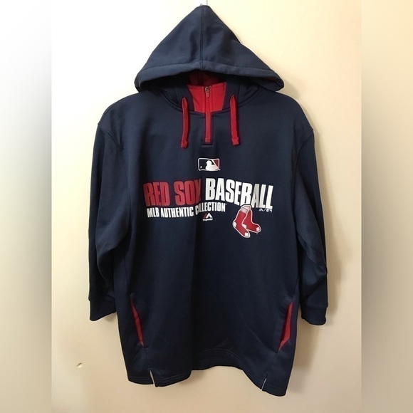 MAJESTIC Boston Red Sox MLB Authentic Collection Hooded Sweatshirt Size Small - Picture 2 of 13